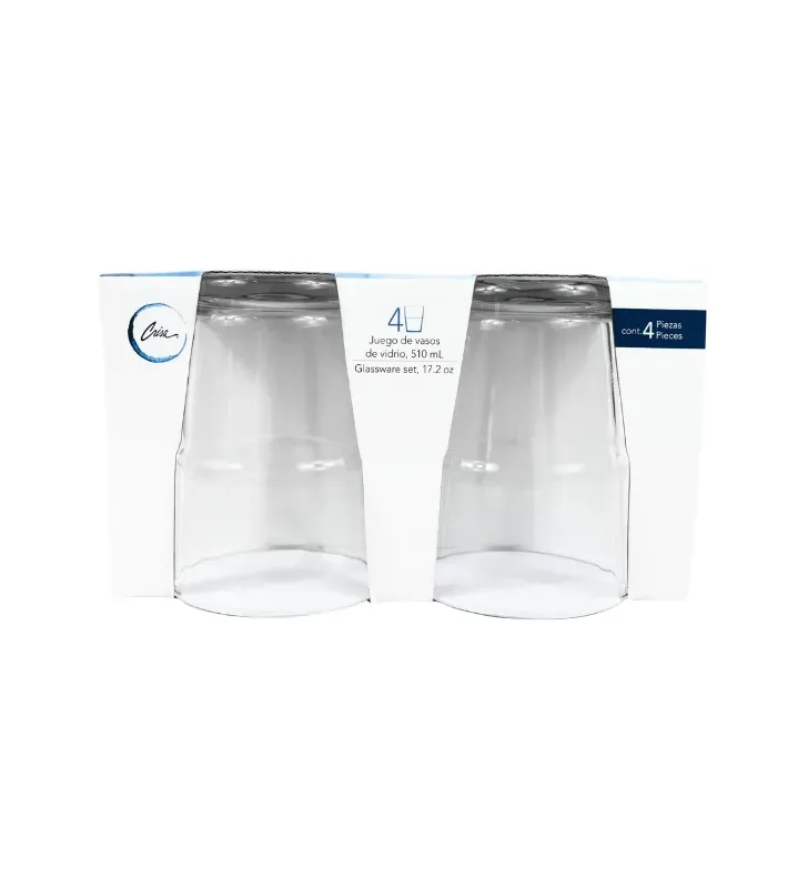 Juego de 4 Vasos de Vidrio Stiba Cooler Crisa 510ml – 0173