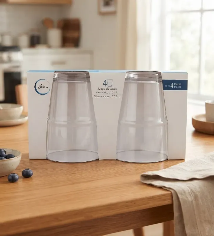 Juego de 4 Vasos de Vidrio Stiba Cooler Crisa 510ml – 0173