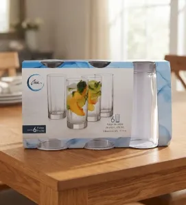 Juego de 6 Vasos de Vidrio Facetados Crisa 426ml – 6260