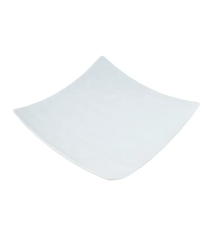Plato Cuadrado Texturizado de Melamina Blanco 24cm Travessa
