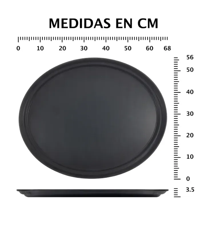 Charola Ovalada de Fibra de Vidrio Antiderrapante 56x68cm Travessa