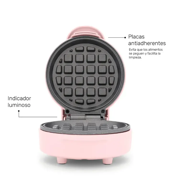 Mini Wafflera Belga Wafflette Rosa 13cm Lucky – M96810020