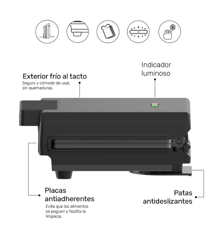 Sandwichera Eléctrica Savori 750W Lucky – M96800960