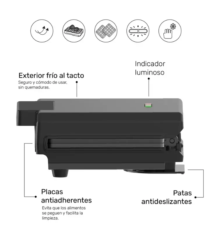 Waflera Eléctrica 2 Waffles Lucky Wow 750W – M96800060