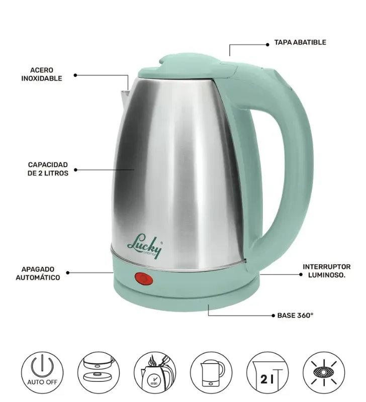 Hervidor Eléctrico de Acero Inoxidable Teazzy 2L Lucky – M95800080