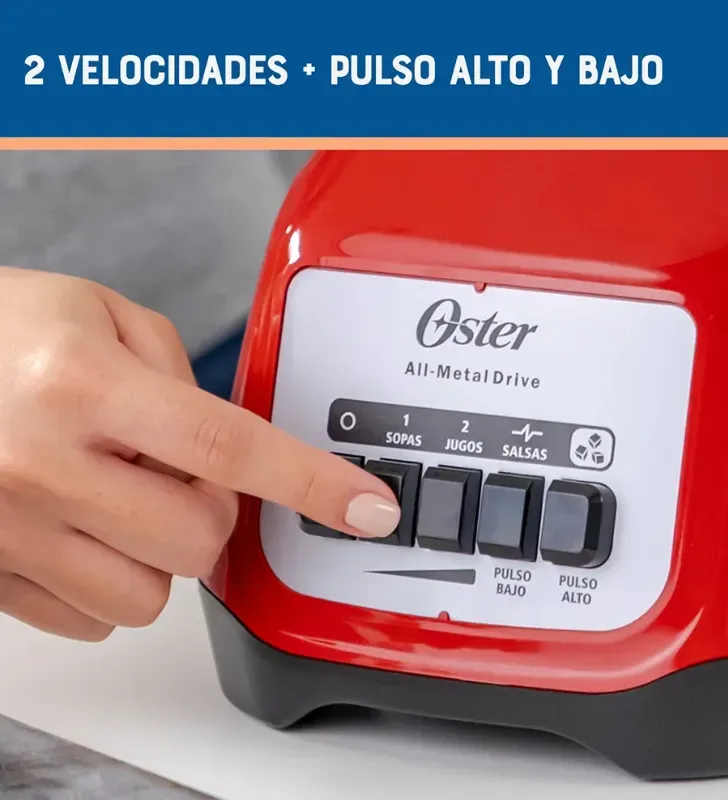 Licuadora Oster 2 Velocidades Roja Vaso Vidrio – 2110245