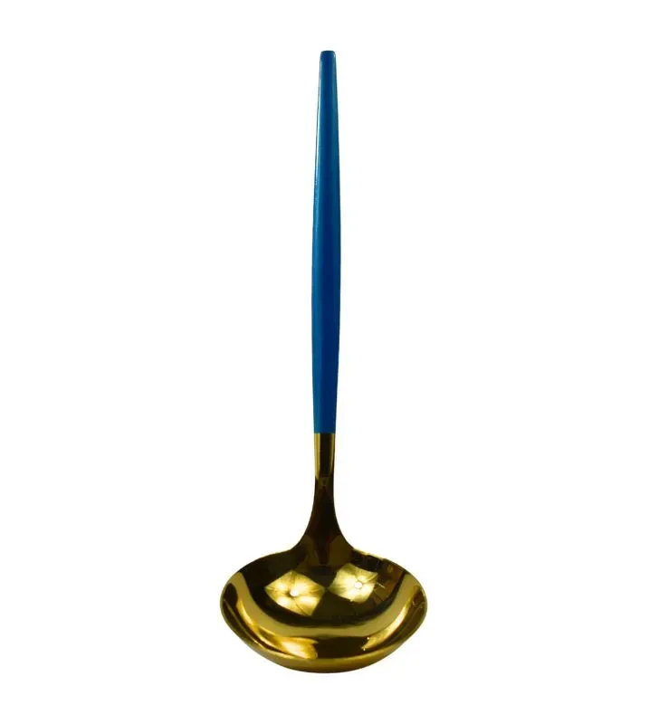 Cuchara AH9-003 dorada con mango azul – acero inoxidable