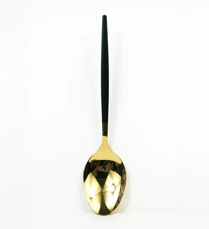 Cuchara dorada con mango negro AH9‑008 | Acero inoxidable 27.5 cm