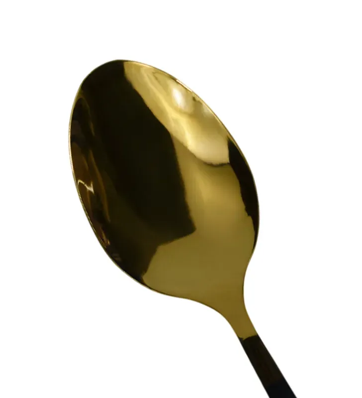 Cuchara dorada con mango negro AH9‑008 | Acero inoxidable 27.5 cm