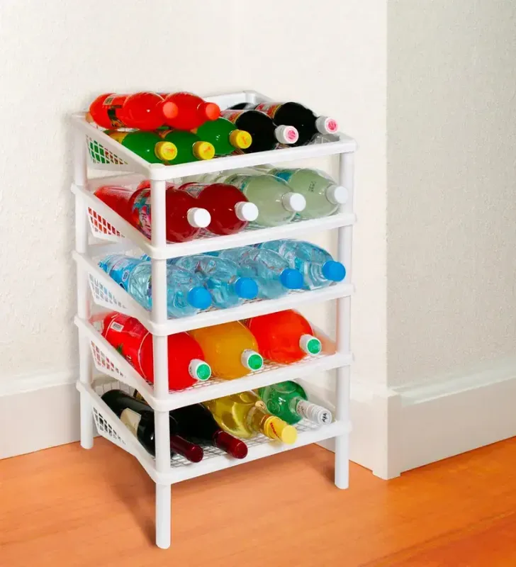 Botellero Organizador de Bebidas Cava 5 Niveles Blanco Italhome