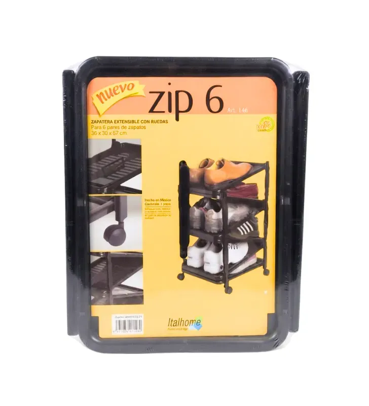 Zapatera Extensible con Ruedas Zip 6 Italhome Negra – Art. 146