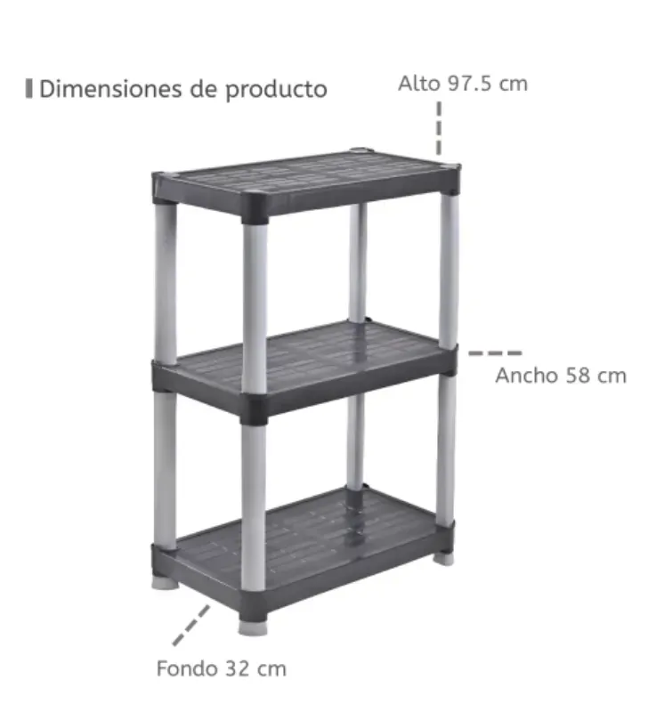 Rack Organizador de 3 Niveles Italhome Negro Gris – Mod. 8278