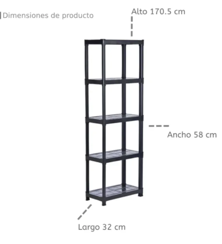Rack de Almacenaje de 5 Niveles Italhome Negro – Mod. 8273