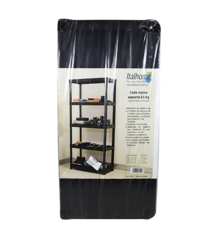 Rack Grande de 5 Niveles Cerrado Italhome Negro – Mod. 8259