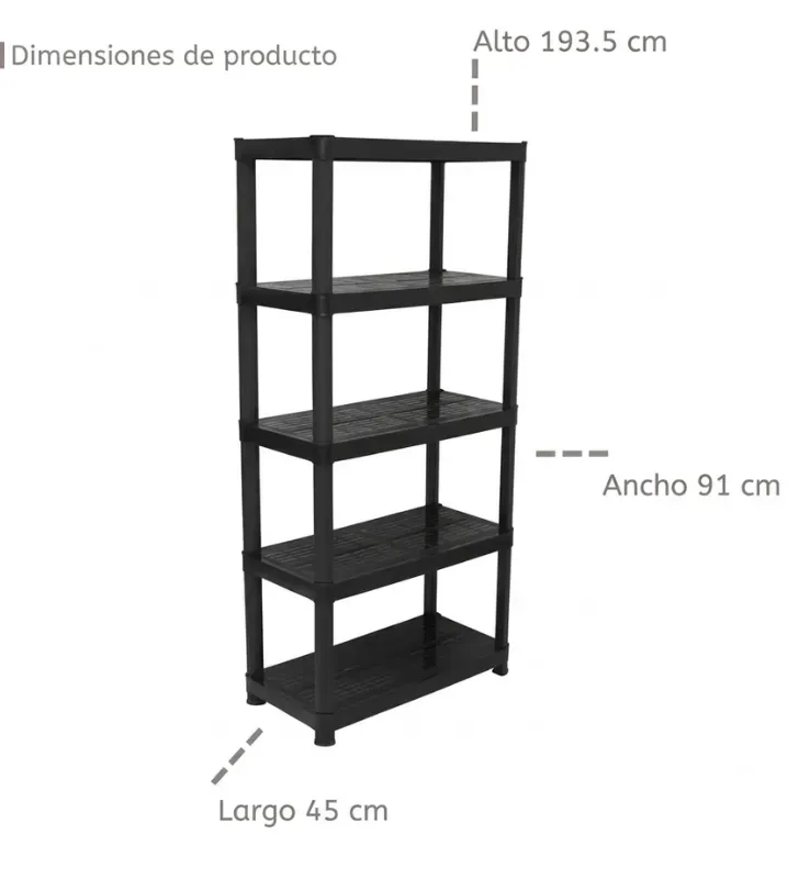 Rack Grande de 5 Niveles Cerrado Italhome Negro – Mod. 8259