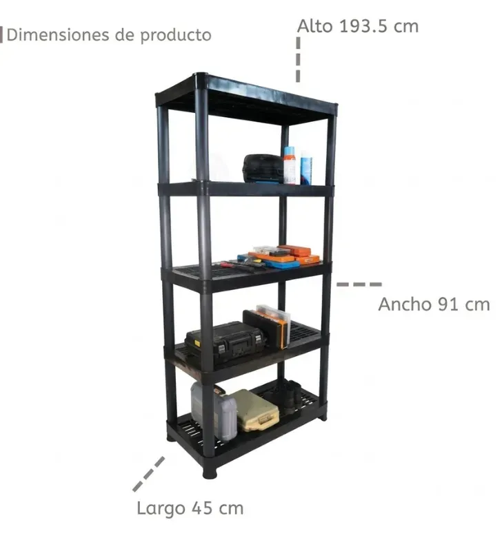 Rack Grande de 5 Niveles Calado Italhome Negro – Mod. 8258