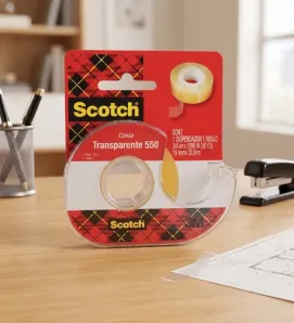 Cinta Transparente Scotch 550 con Dispensador 19mm x 32.9m