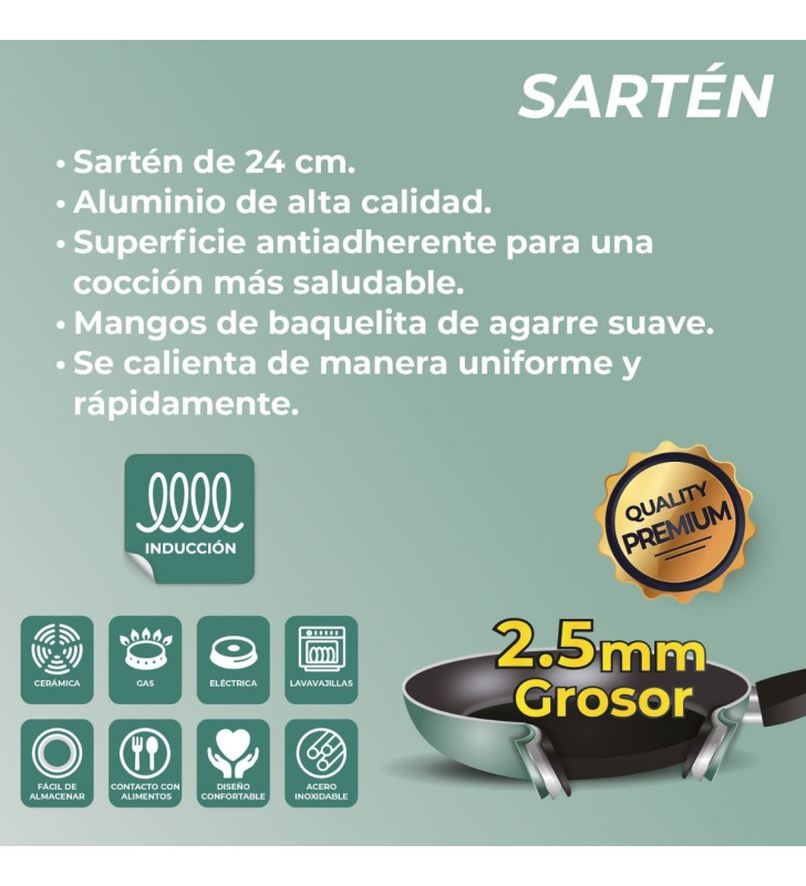 AHU-CY2437 SARTEN VERDE 24CM