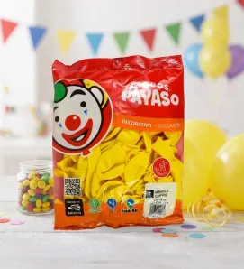 Globos Payaso Amarillo Canario No. 7 con 100 pz – Línea Decorativa
