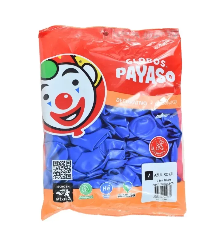 Globos Payaso Azul Royal No. 7 con 100 pz – Línea Decorativa