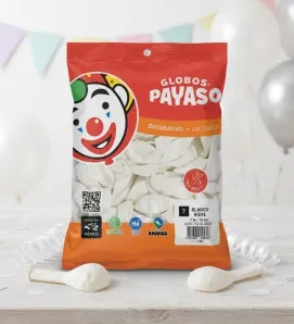 Globos Payaso Blanco Nieve No. 7 con 100 pz – Línea Decorativa