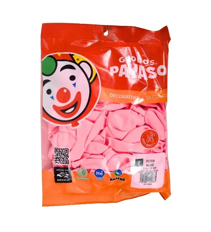 Globos Payaso Rosa Bebé No. 7 con 100 pz – Línea Decorativa