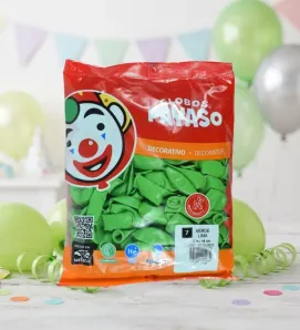 Globos Payaso Verde Lima No. 7 con 100 pz – Línea Decorativa