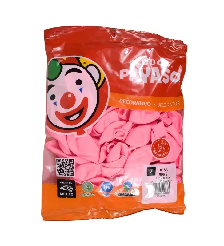 Globos Payaso Rosa Bebé No. 9 con 100 pz – Línea Decorativa