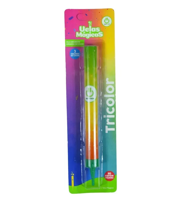 Vela Mágica Party Tricolor 14 cm Fábricas Selectas – Libre de Pólvora