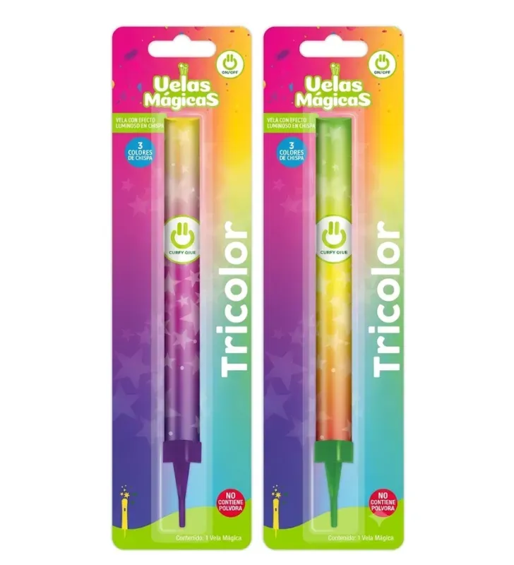 Vela Mágica Party Tricolor 14 cm Fábricas Selectas – Libre de Pólvora