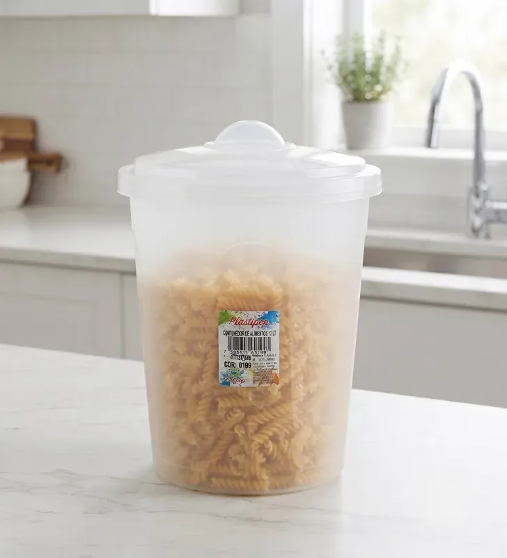 Contenedor de Alimentos Plastipop 12 Litros – Bote Translúcido con Tapa