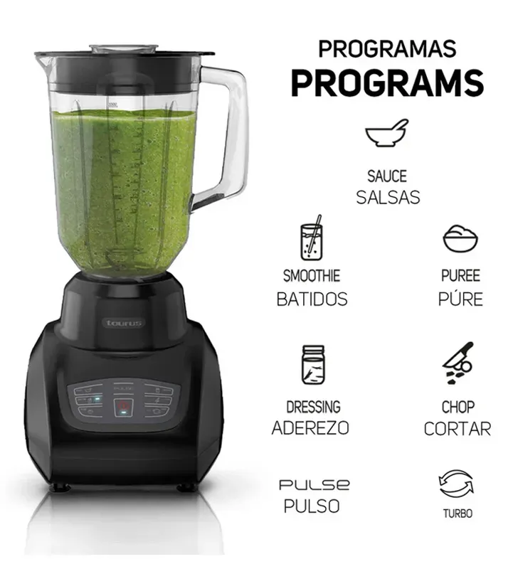 Licuadora Taurus Sevilla 1.5 L | 5 Velocidades + Turbo, Vidrio