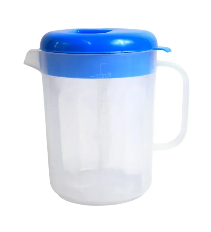 Jarra Plástica Graduada 1 Litro con Tapa Azul | Europlast