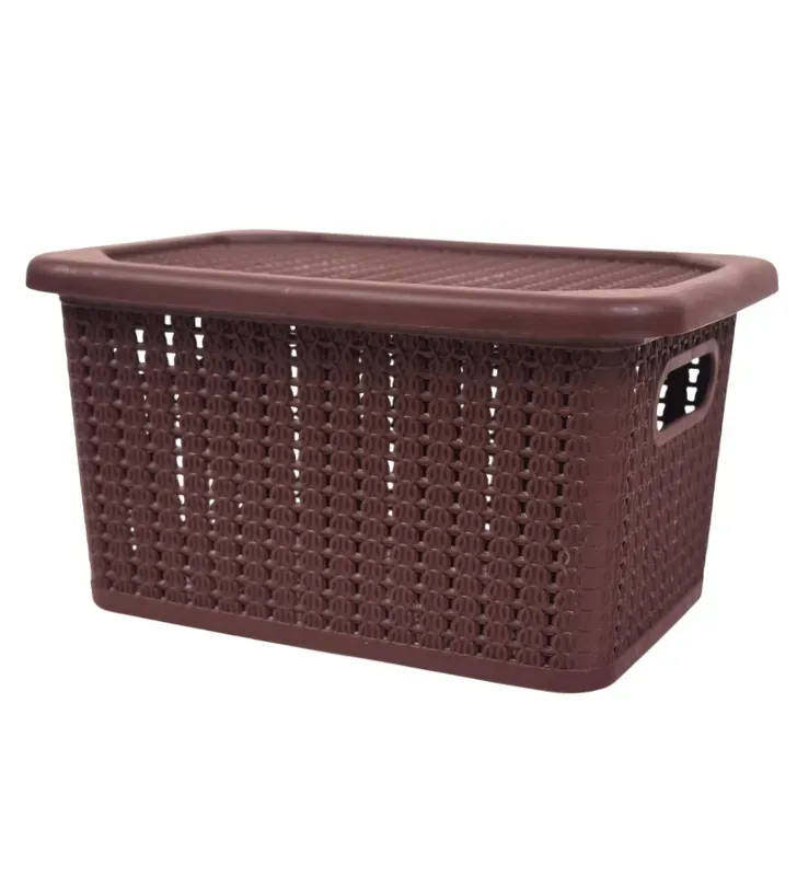 Canasta Organizadora Europlast Jacky Chica – Cesto con Tapa Chocolate