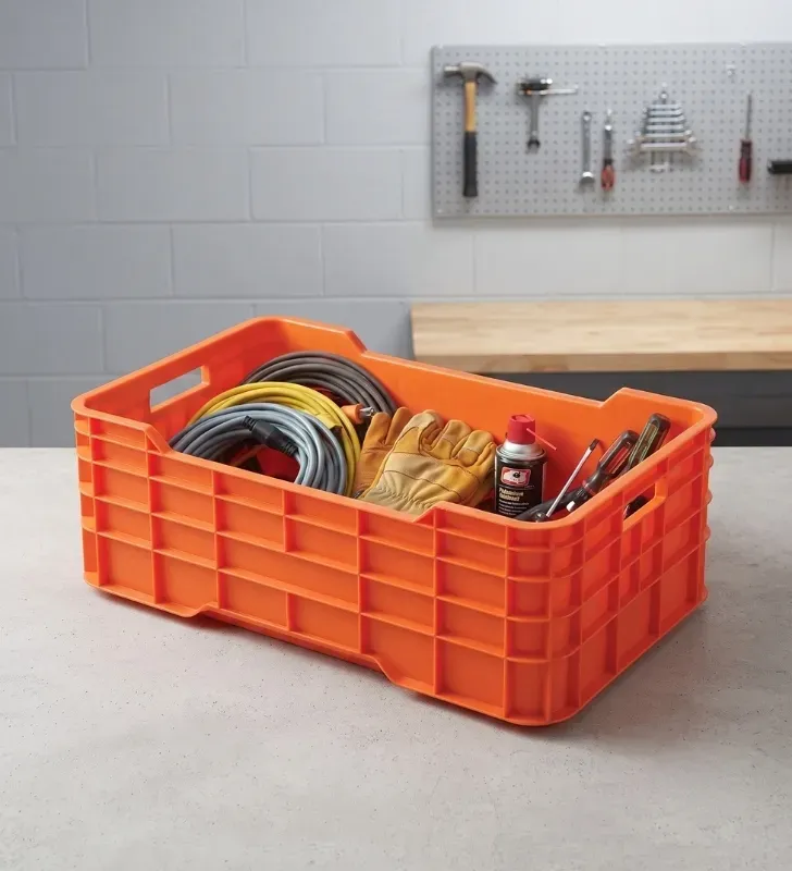 Caja Industrial Europlast Gigante de 25 – Tara Cerrada Naranja 70 Kg