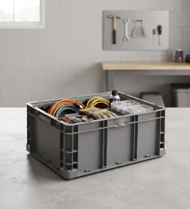 Container Industrial Europlast 24/15/9 – Caja Cerrada Gris / Negra