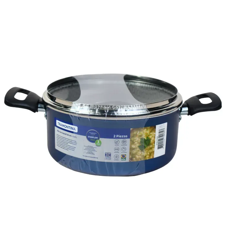 Olla de Aluminio Tramontina Azul 20 cm – Con Tapa y Antiadherente 2.8 L