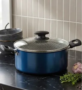 Olla de Aluminio Tramontina Azul 20 cm – Con Tapa y Antiadherente 2.8 L