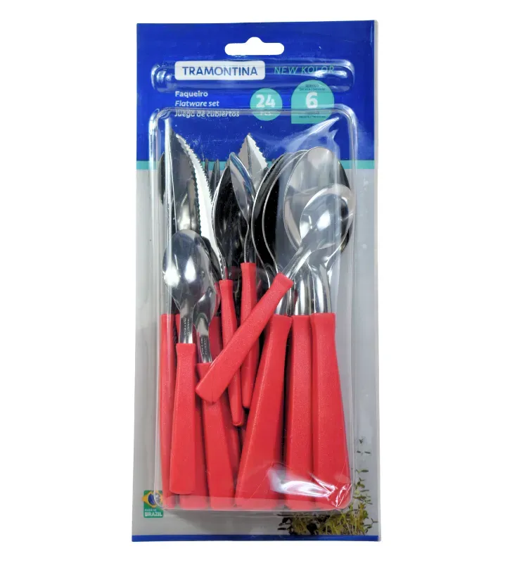 Juego de Cubiertos Tramontina New Kolor – Set de 24 Piezas Rojo 23198-794