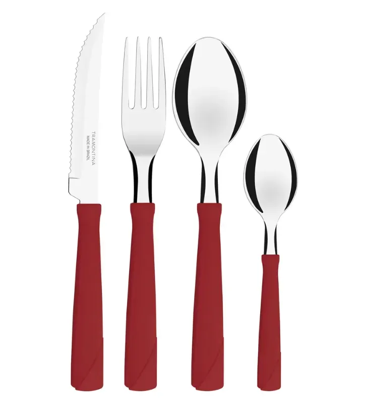 Juego de Cubiertos Tramontina New Kolor – Set de 24 Piezas Rojo 23198-794