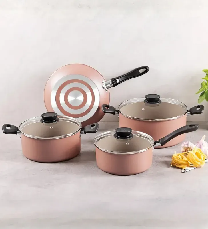 Batería de Cocina Tramontina Linz 7 Pzs – Antiadherente Nude 28299-308