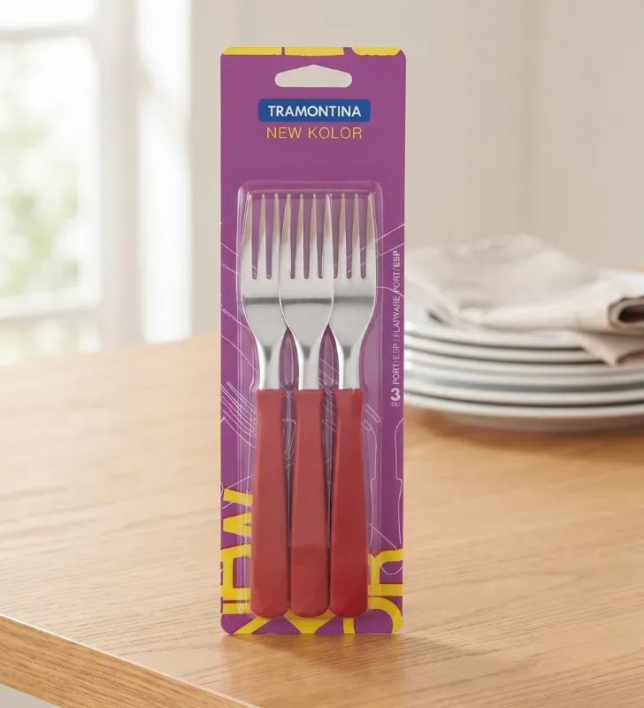 Juego de Tenedores de Mesa Tramontina New Kolor 3 Pzs Rojo – 23162-370
