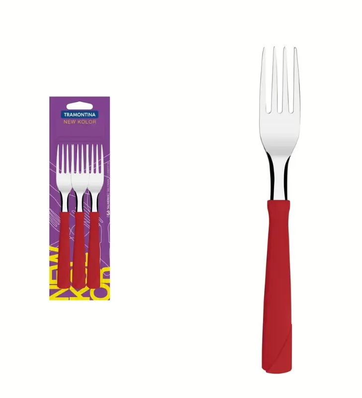 Juego de Tenedores de Mesa Tramontina New Kolor 3 Pzs Rojo – 23162-370
