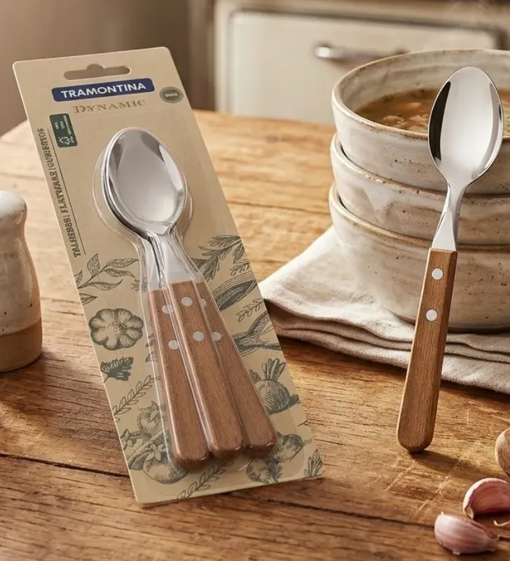 Juego de Cucharas de Mesa Tramontina Dynamic 3 Pzs Madera – 22303/300