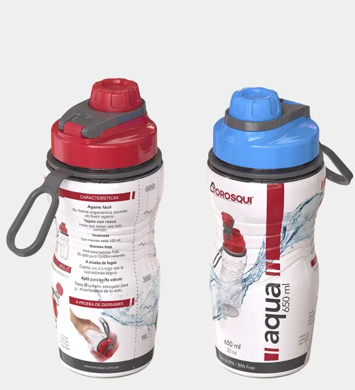 Botella Aqua Torosqui 650 ml – Cilindro Hermético Libre de BPA