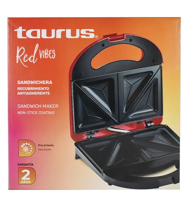 Sandwichera Taurus Poseidon Red | 2 Placas Antiadherentes