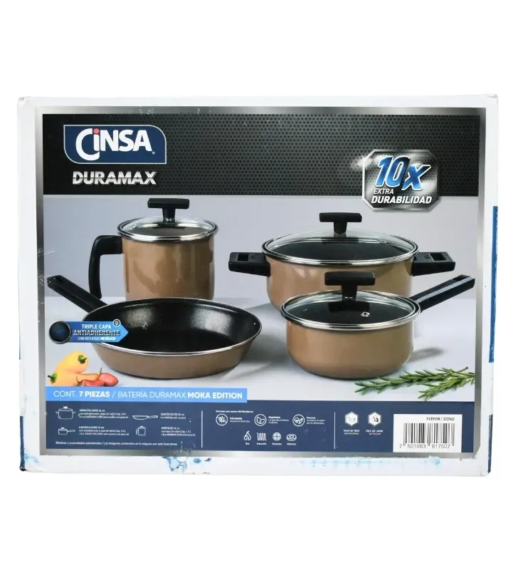 Batería Cinsa Duramax Moka Edition 7 Piezas 323562 – Antiadherente