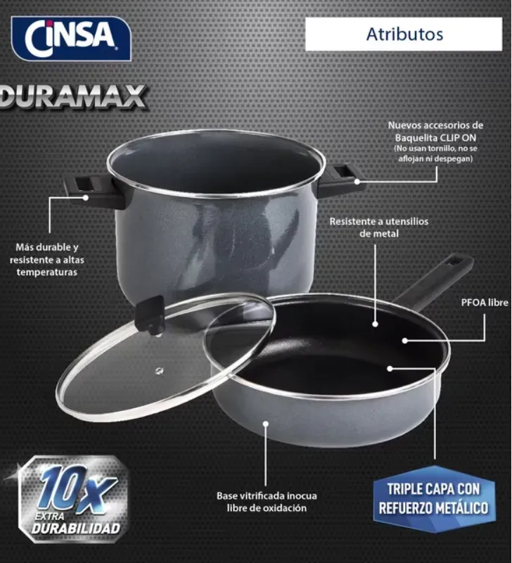 Batería Cinsa Duramax 20 Piezas 322216 – Antiadherente Reforzado