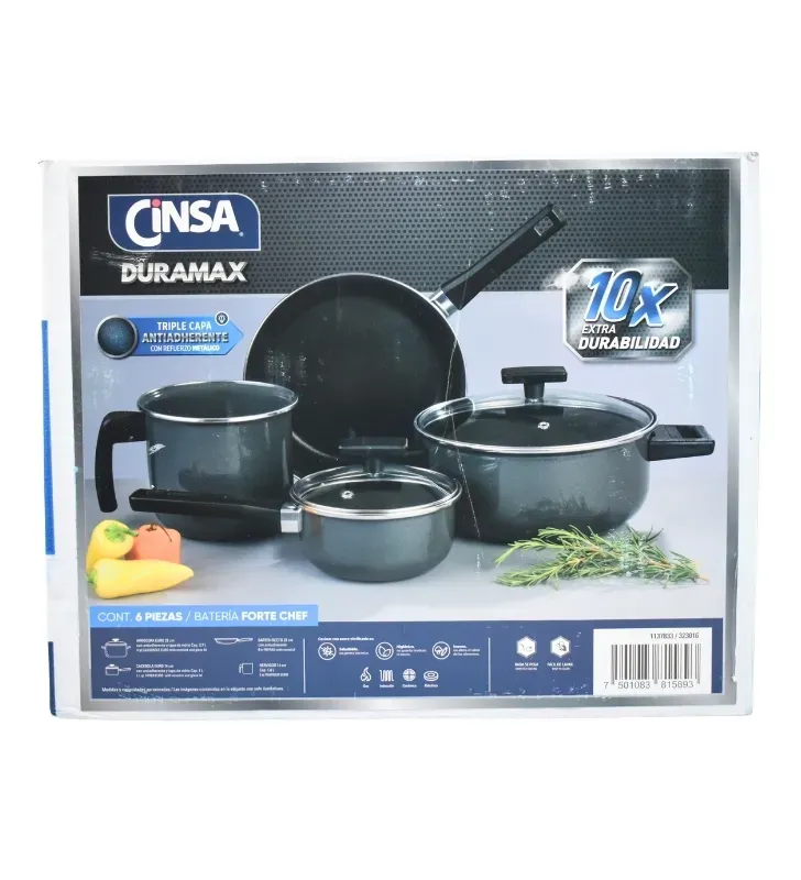 Batería Cinsa Duramax Forte Chef 6 Piezas 323016 – Antiadherente