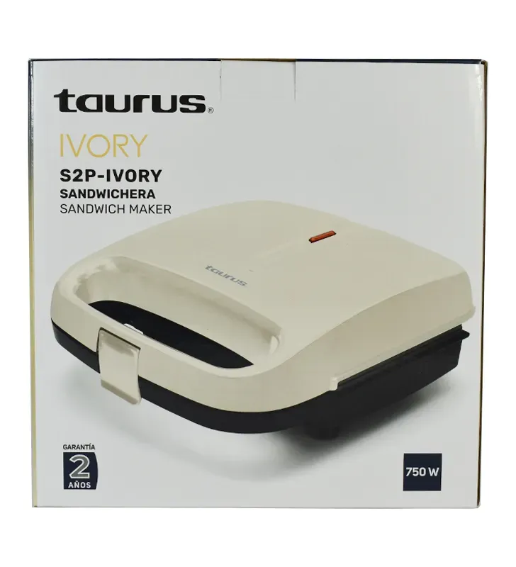 Sandwichera Taurus S2P Ivory | 2 sándwiches 750 W antiadherente
